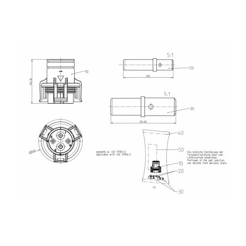 Kit spina 4 poli per presa ISOBUS 12V in plastica