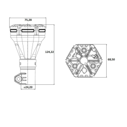 Lampeggiante a LED 12V, base ad asta flessibile, 36 LED, IP67.