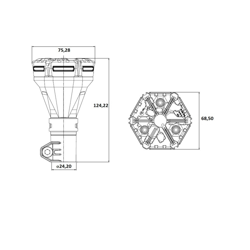 Lampeggiante a LED 12V, base ad asta flessibile, 36 LED, IP67.