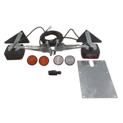 KIT LUCI POSETRIORI ALOGENE CON TRIANGOLI, PORTATARGA E STAFFE ORIZZONTALI RIBALTABILI A SCATTO, CAVI 7,5 M + 2,5 M