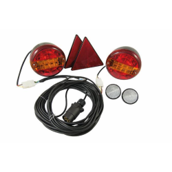 KIT LUCI ROTONDE POSTERIORI LED, TRIANGOLI ROSSI RIFRANGENTI, CATARIFRANGENTI ROTONDI BIANCHI, CAVO 10 M + 4 M