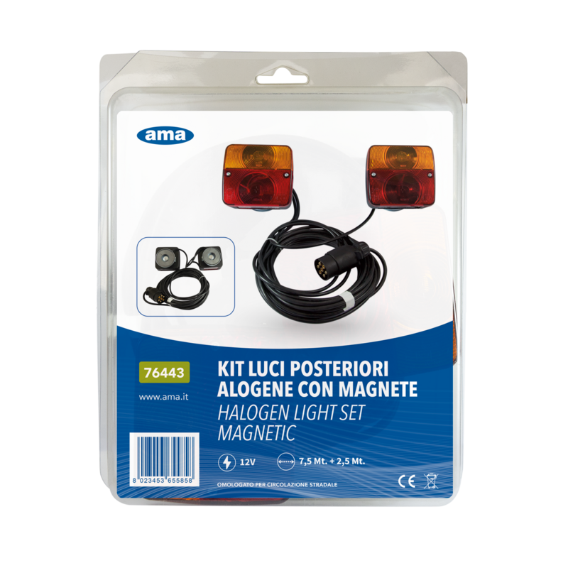 KIT LUCI POSTERIORI ALOGENE CON MAGNETE, CAVI 7,5 M + 2,5 M