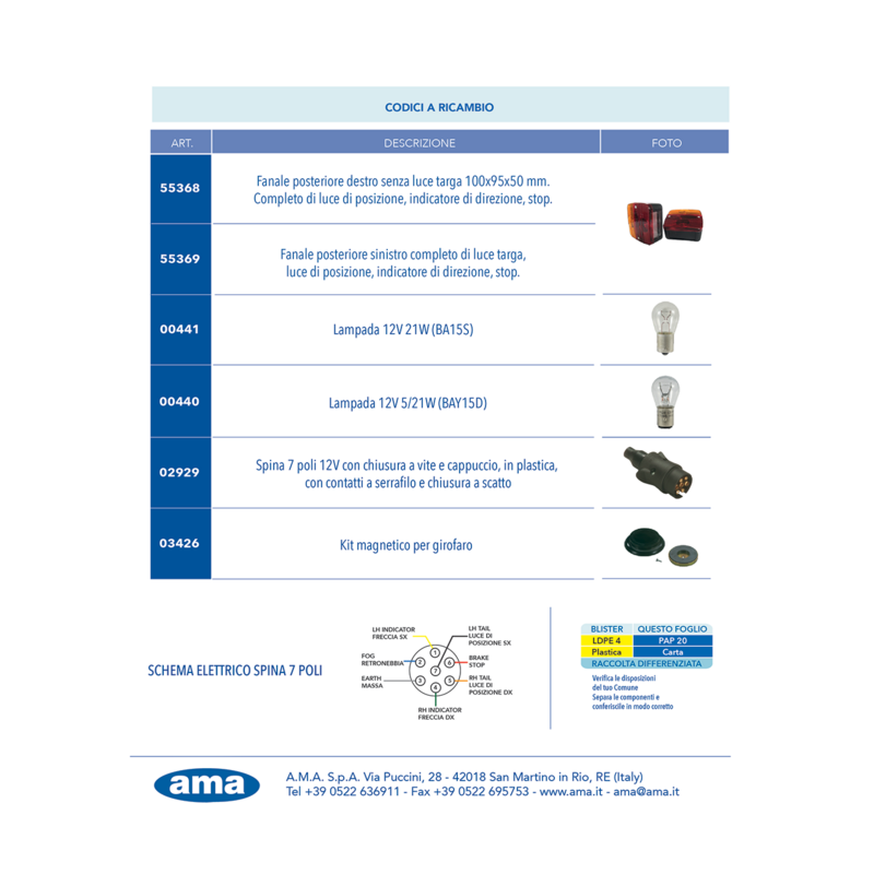 KIT LUCI POSTERIORI ALOGENE CON MAGNETE, CAVI 10 M + 4 M