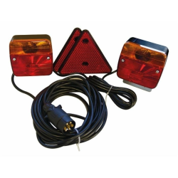 KIT LUCI POSTERIORI ALOGENE CON MAGNETE, TRIANGOLI E PORTATARGA, CAVI 7,5 M + 2,5 M