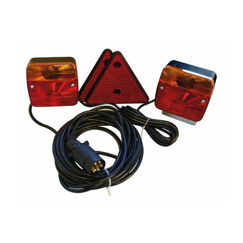 KIT LUCI POSTERIORI ALOGENE CON MAGNETE, TRIANGOLI E PORTATARGA, CAVI 7,5 M + 2,5 M