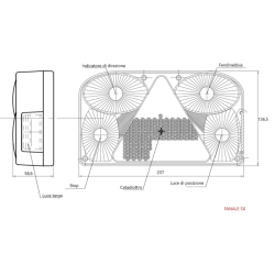 Fanale posteriore alogeno sx 237x58,6x135,5 mm