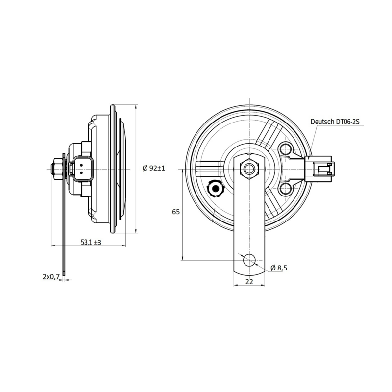 Avvisatore acustico elettromagnetico a disco Ø 92 mm 24V 105~118dB