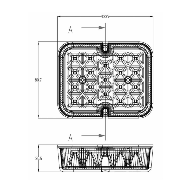 Fanale posteriore fendinebbia LED 12V 100,7x28,5x80,7 mm