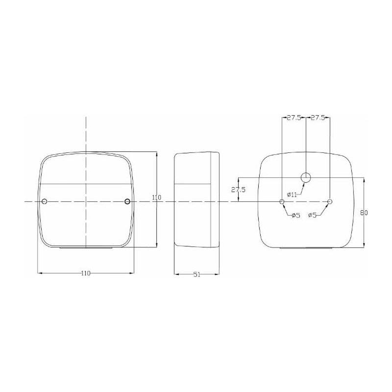 Fanale posteriore alogeno dx 110x51x100 mm