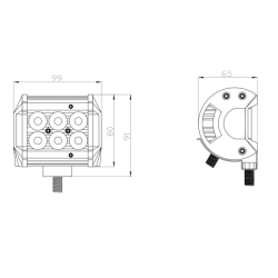 Barra a led 10-30V, 18W, 1620LM, 6 LED, Raggio ampio/largo