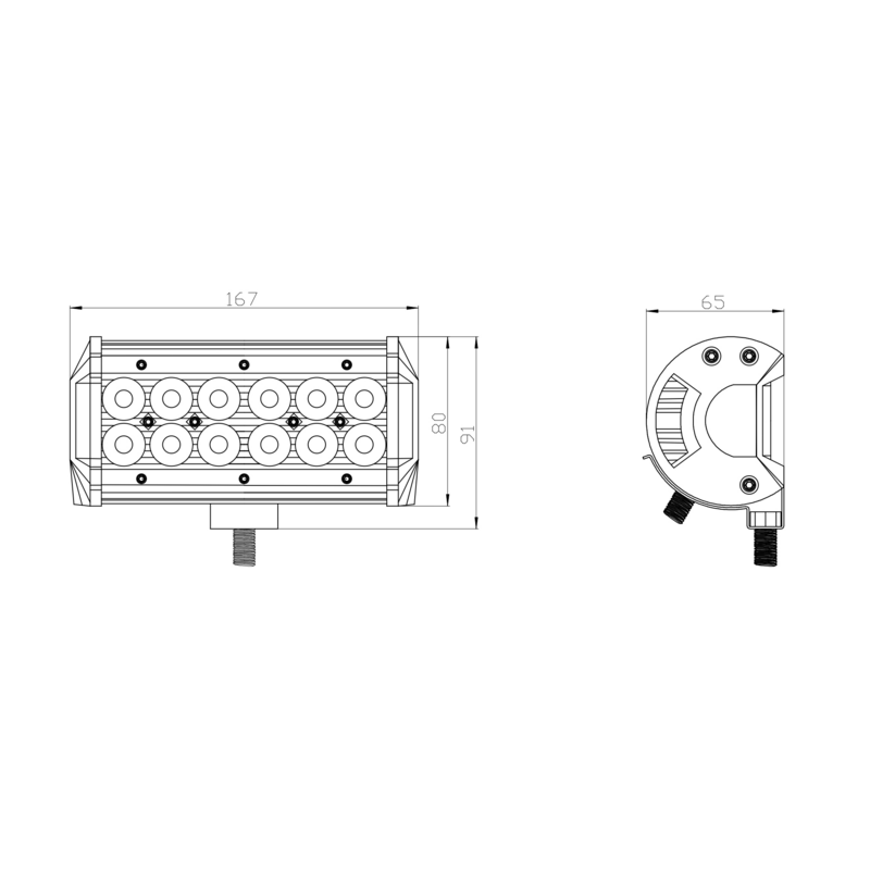 Barra a led 10-30V, 36W, 3240LM, 12 LED, Raggio ampio/largo