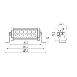 Barra a led 10-48V, 36W, 3240LM, 12 LED, Raggio ampio/largo