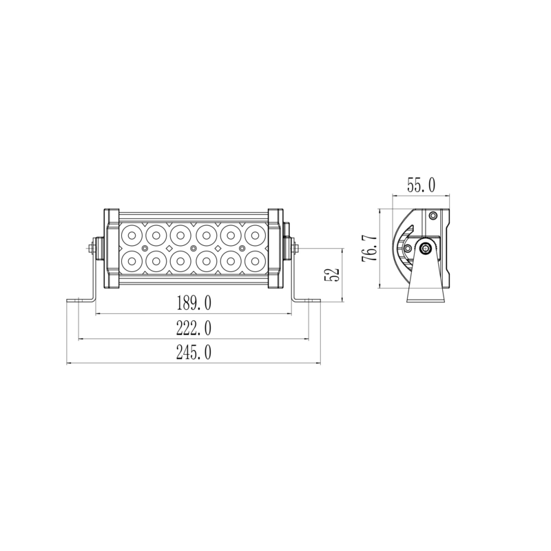 Barra a led 10-48V, 36W, 3240LM, 12 LED, Raggio ampio/largo