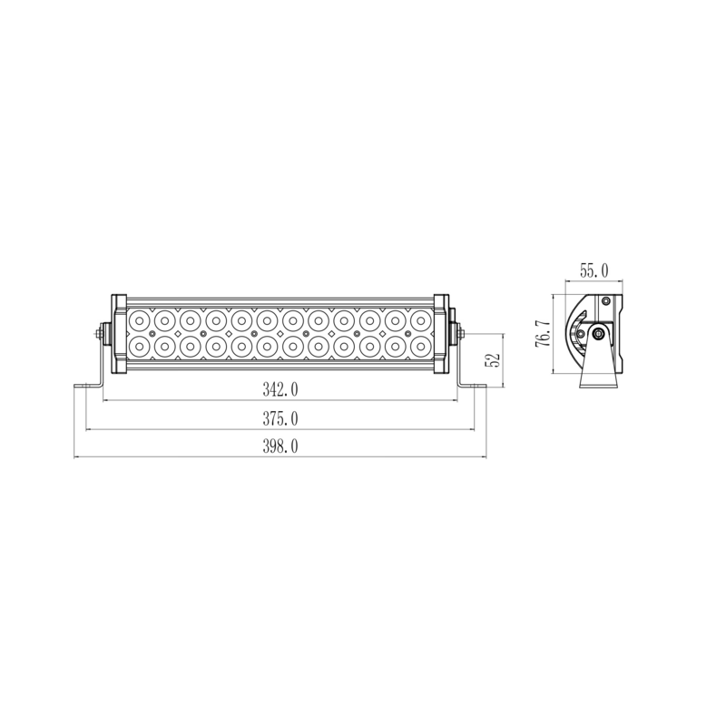Barra a LED 10-48V, 6480 LM, 72W, Raggio ampio/largo, 24 LED