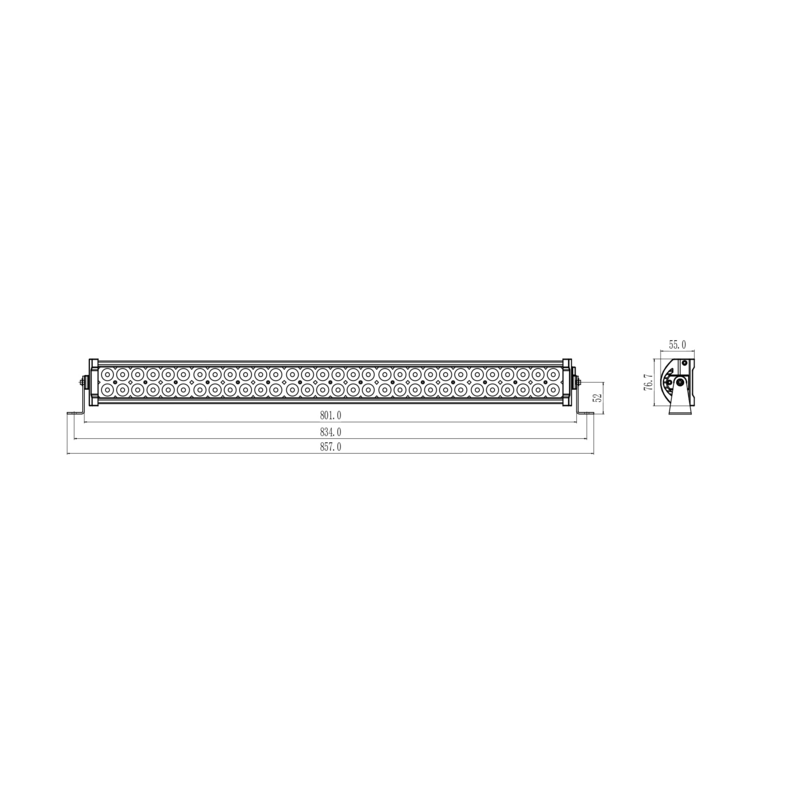 Barra a LED 10-48V, 16200 LM, 180W, Raggio COMBO (ampio e lungo), 60 LED