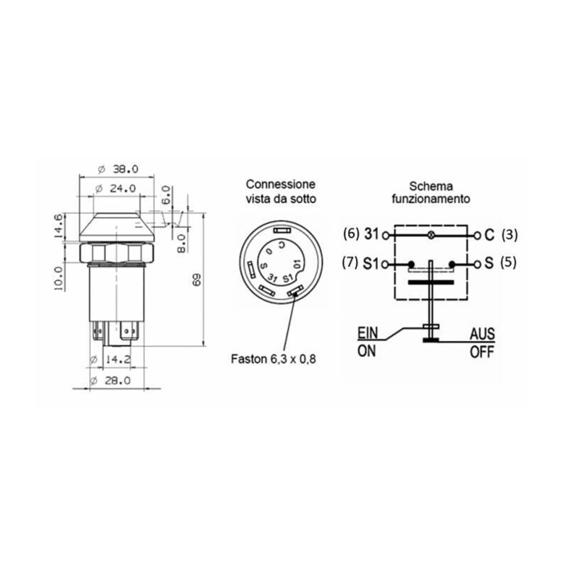 PULSANTE PNEUTRON 12V LAMPADA ROTANTE