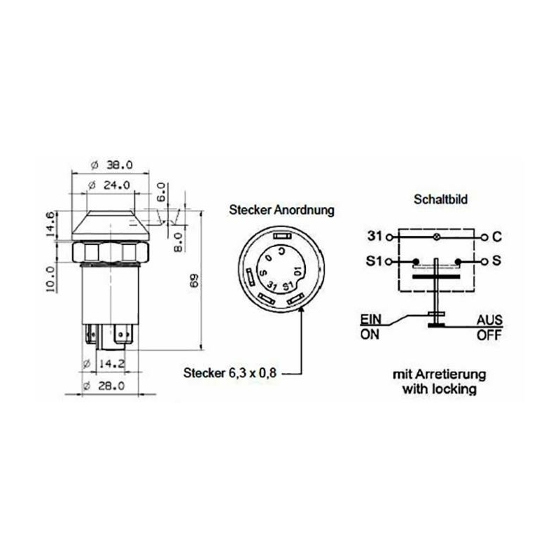 PULSANTE PNEUTRON 12V  FARO LAVORO