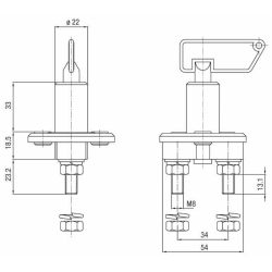 Interruttore staccabatteria ad azionamento manuale con chiave estraibile e cappuccio di protezione 100A