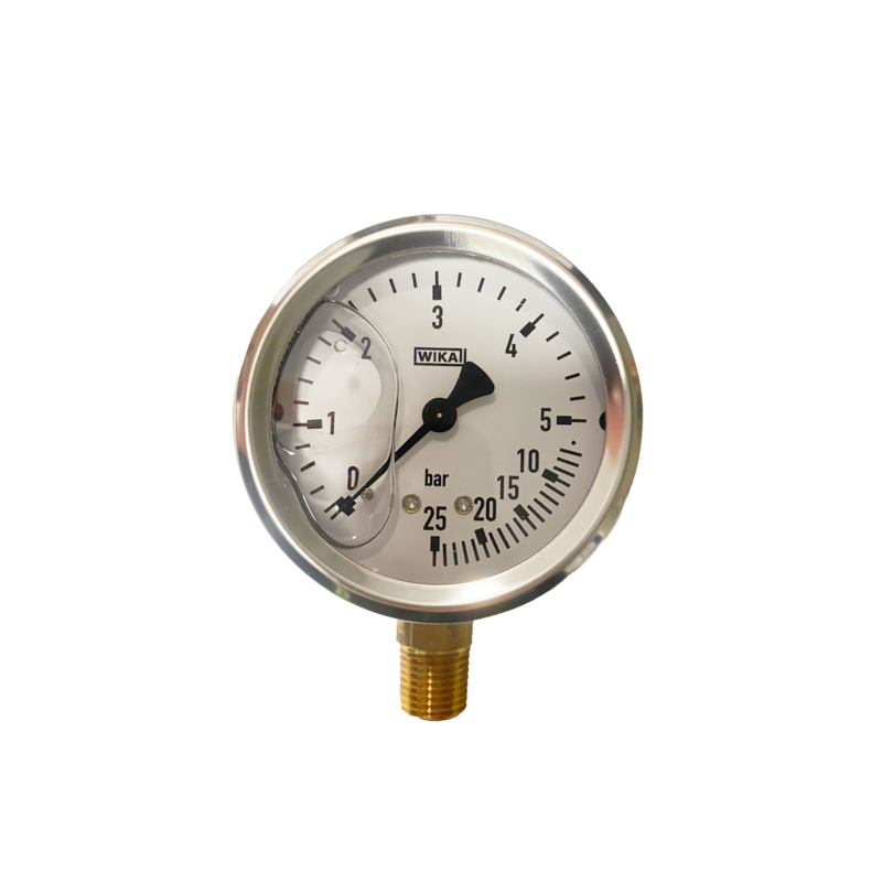 MANOMETRO ISOMETRICO IN INOX Ø 63MM, SCALA 0-5/25 BAR BIANCA, ATTACCO RADIALE R 1/4"