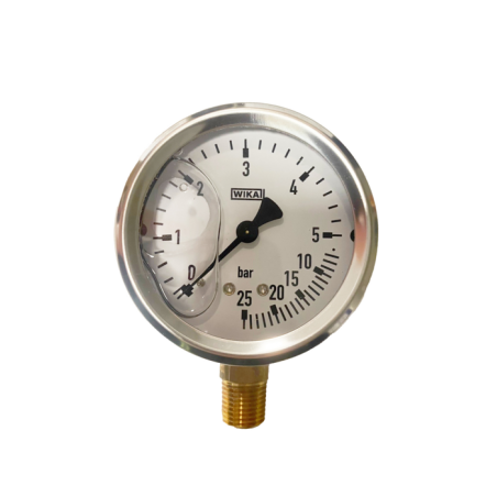 MANOMETRO ISOMETRICO IN INOX Ø 63MM, SCALA 0-5/25 BAR BIANCA, ATTACCO RADIALE R 1/4"