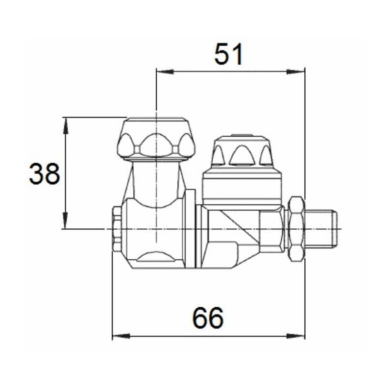 GETTO SINGOLO CON ANTIGOCCIA M76 G 1/4" M, GHIERA Ø 18