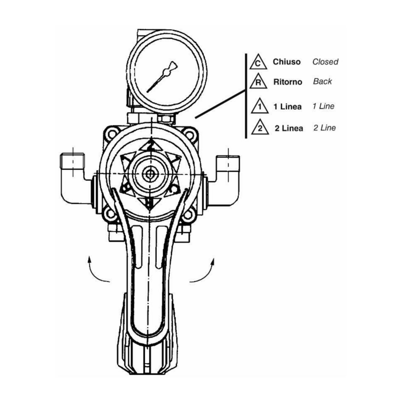COMANDO CON REGOLATORE IN OTTONE ''M 170 OT'' - PORTATA 150 L/MIN