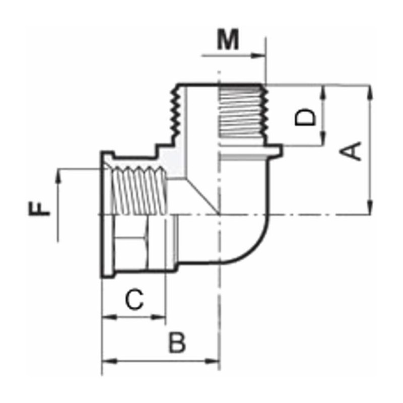 RACCORDO CURVO 90°1/2'' M/F