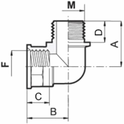 RACCORDO CURVO 90°3/4'' M/F