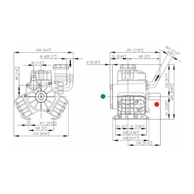 POMPA IN ALLUMINIO A 3 MEMBRANE PA 330.1 VF