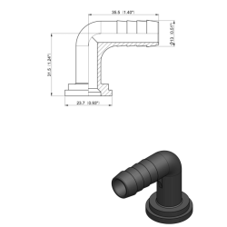 RACC.CURVO D.25 PIANO X GIRELLO 1"