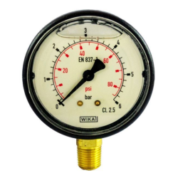 MANOMETRO IN ABS Ø 63MM, SCALA 0/6 BAR, ATTACCO RADIALE R 1/4"