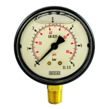 MANOMETRO IN ABS Ø 63MM, SCALA 0/6 BAR, ATTACCO RADIALE R 1/4"