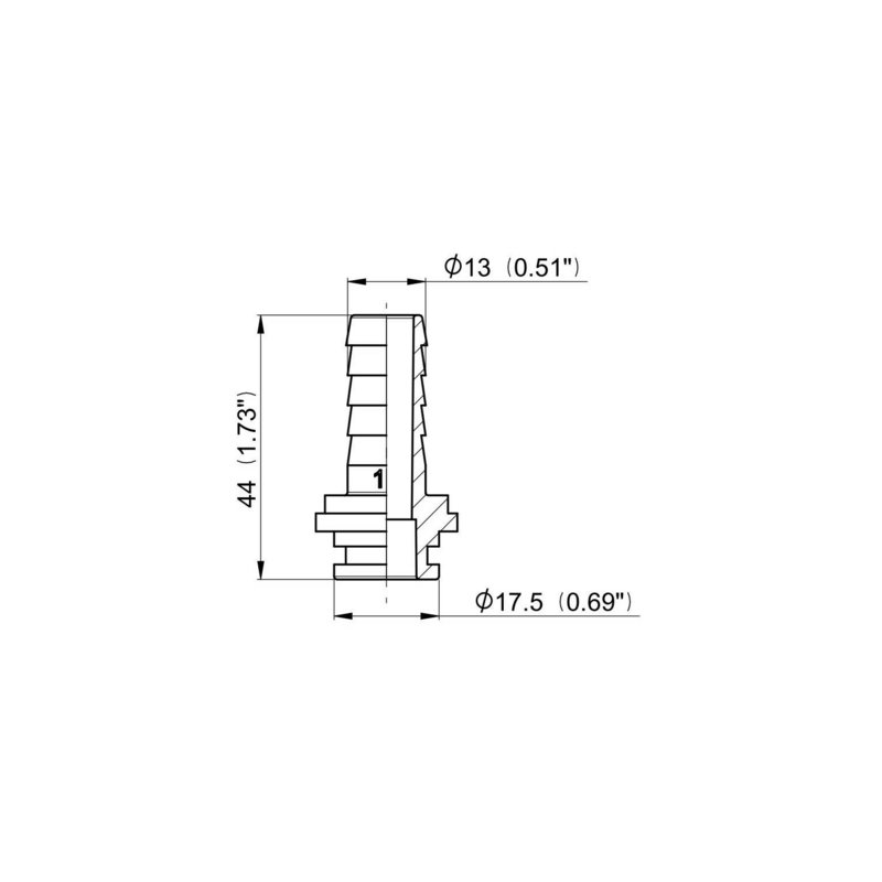 RACCORDO DRITTO PORTAG.Ø 13 X GIREL.3/4"