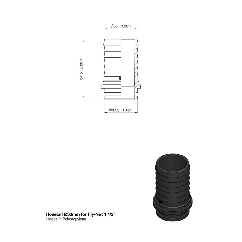 RACCORDO DRITTO PORTAG.Ø 38 GIREL.1 1/2"