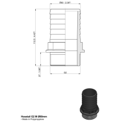 RACCORDO DRITTO PTG 2"M Ø 60MM