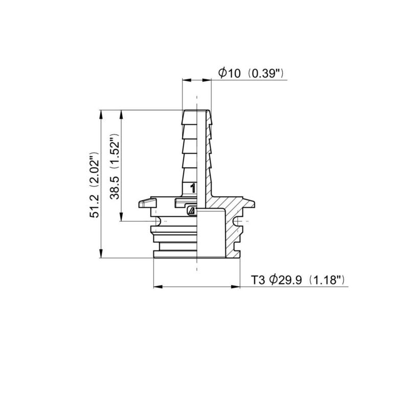 RACCORDO DRITTO T3 MASCHIO D.10