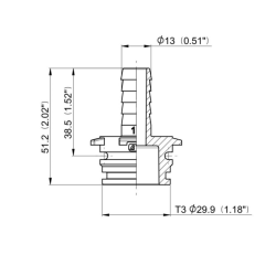 RACCORDO DRITTO T3 MASCHIO D.13