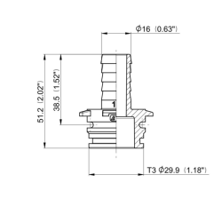 RACCORDO DRITTO T3 MASCHIO D.16