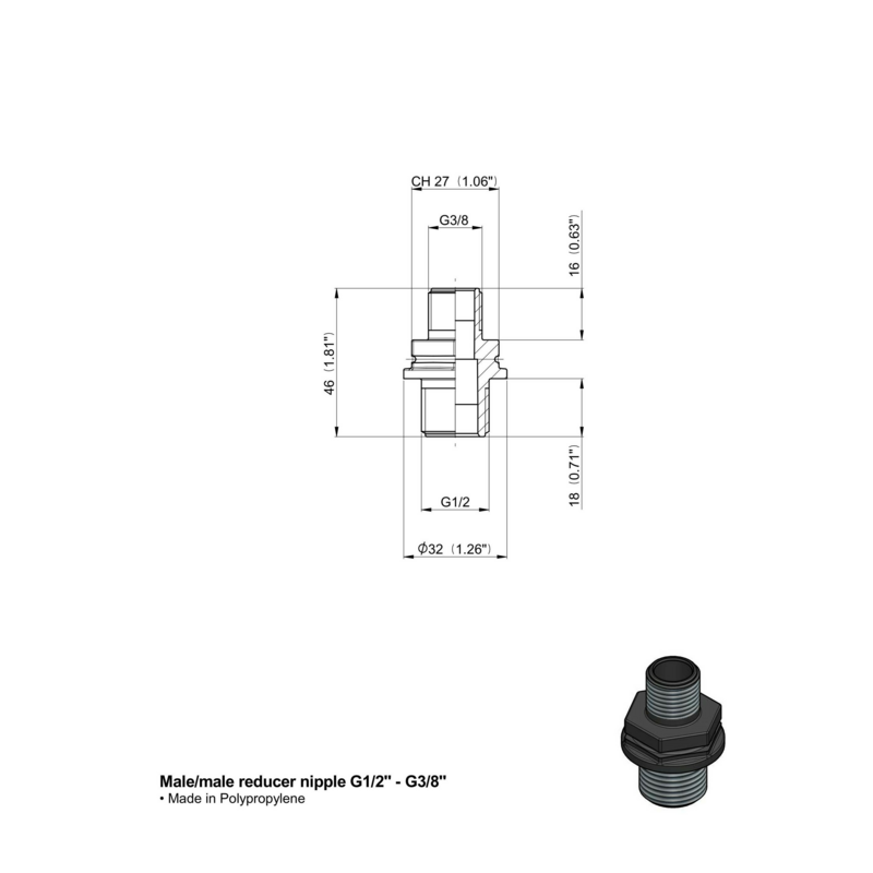 RIDUZIONE M-M 1/2"-3/8"