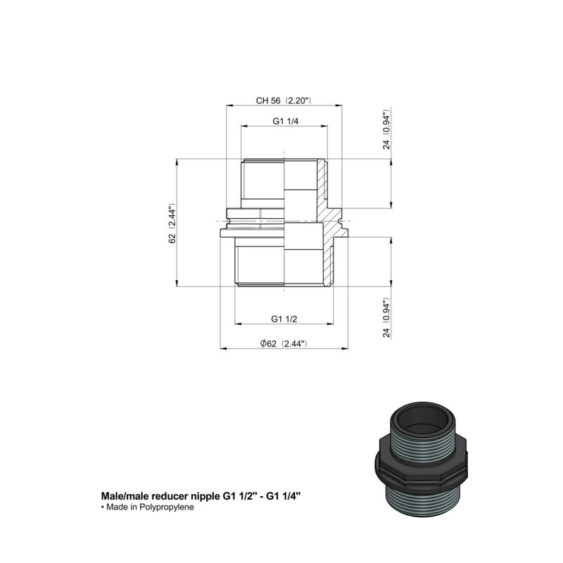 RIDUZIONE M-M 1"1/2-1"1/4