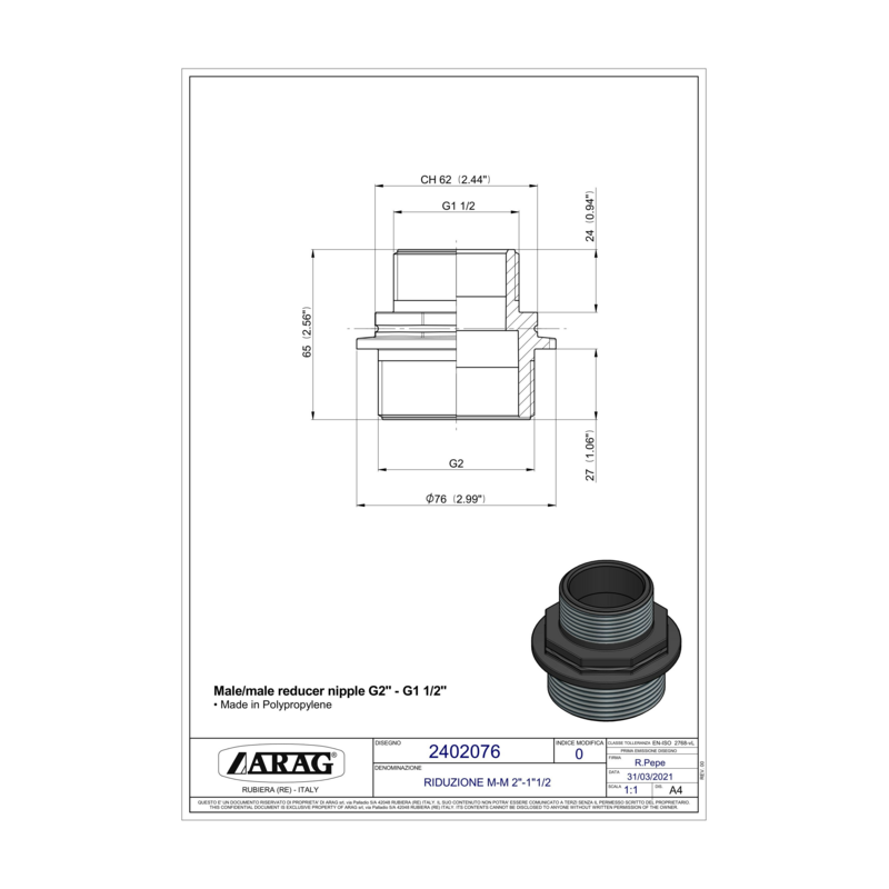 RIDUZIONE M-M 2"-1"1/2