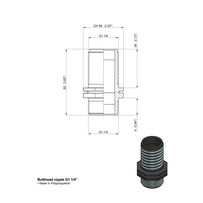 NIPPLO 1"1/4 FILETTO LUNGO ARAG 2502051