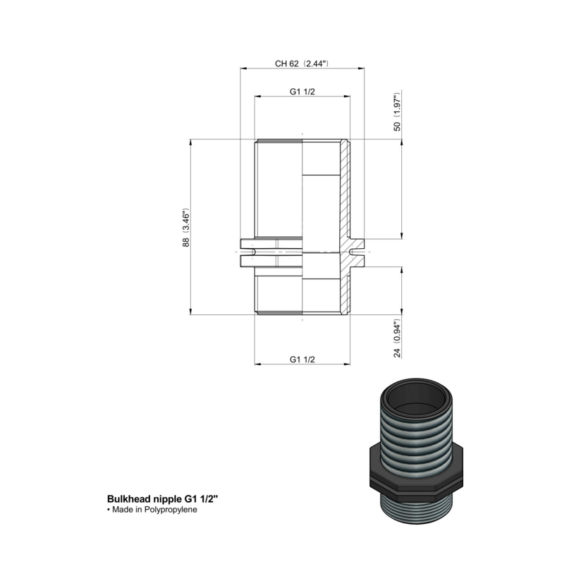 NIPPLO 1"1/2 FILETTO LUNGO ARAG 2502061