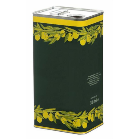 Latta per Olio 3lt rettangolare verde goccia gialla foro D32