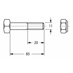 VITE PER GRILLI T.E. Ø 11MM, L- 85MM, L FILETTO- 20MM