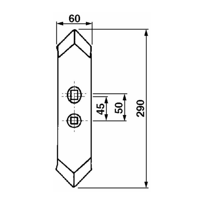 VOMERE REVERSIBILE 60X12 INTERASSE 45/65