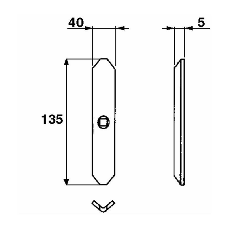 VOMERE REVERSIBILE 40X6X135 PER MOLLA GARE