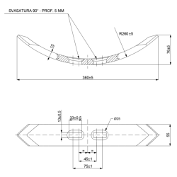 VOMERE REVERSIBILE 55X15X360 INTERASSE 45-75 MM