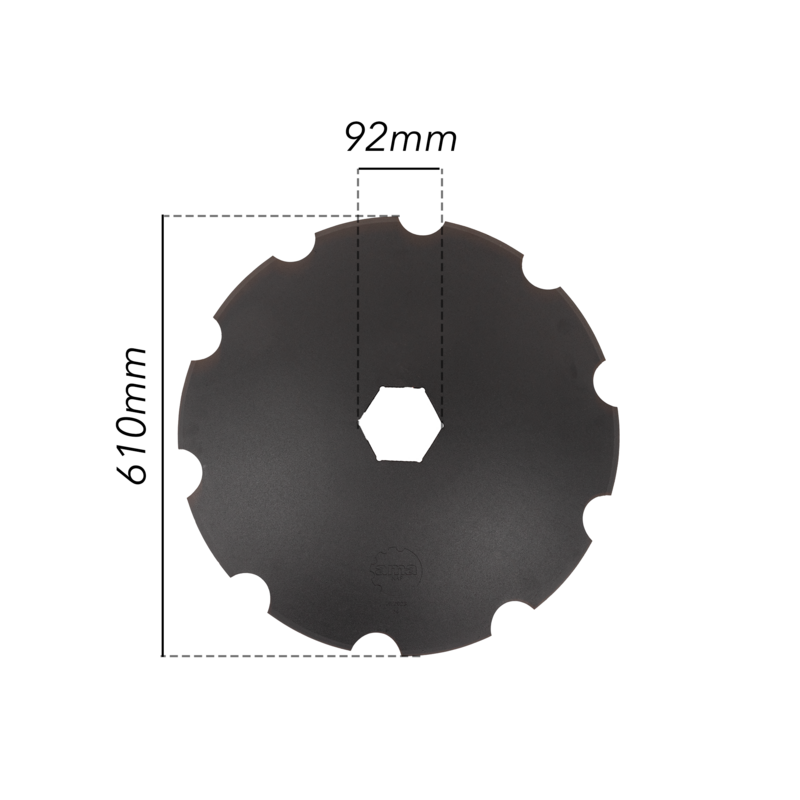 DISCO FRANGIZOLLE DENTATO Ø 610X5 MM. - FORO ESAGONALE 92