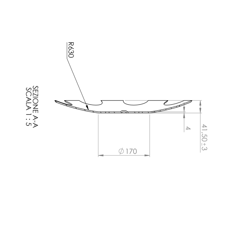 DISCO 460X4 CONCAVO DENTATO BASE PIANA, 4 FORI ø 11,5 SU ø 120